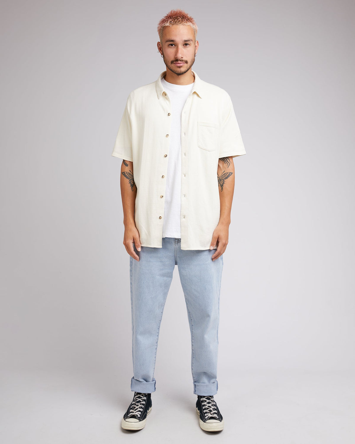 Silent Theory-Knit Ss Shirt Natural-Edge Clothing