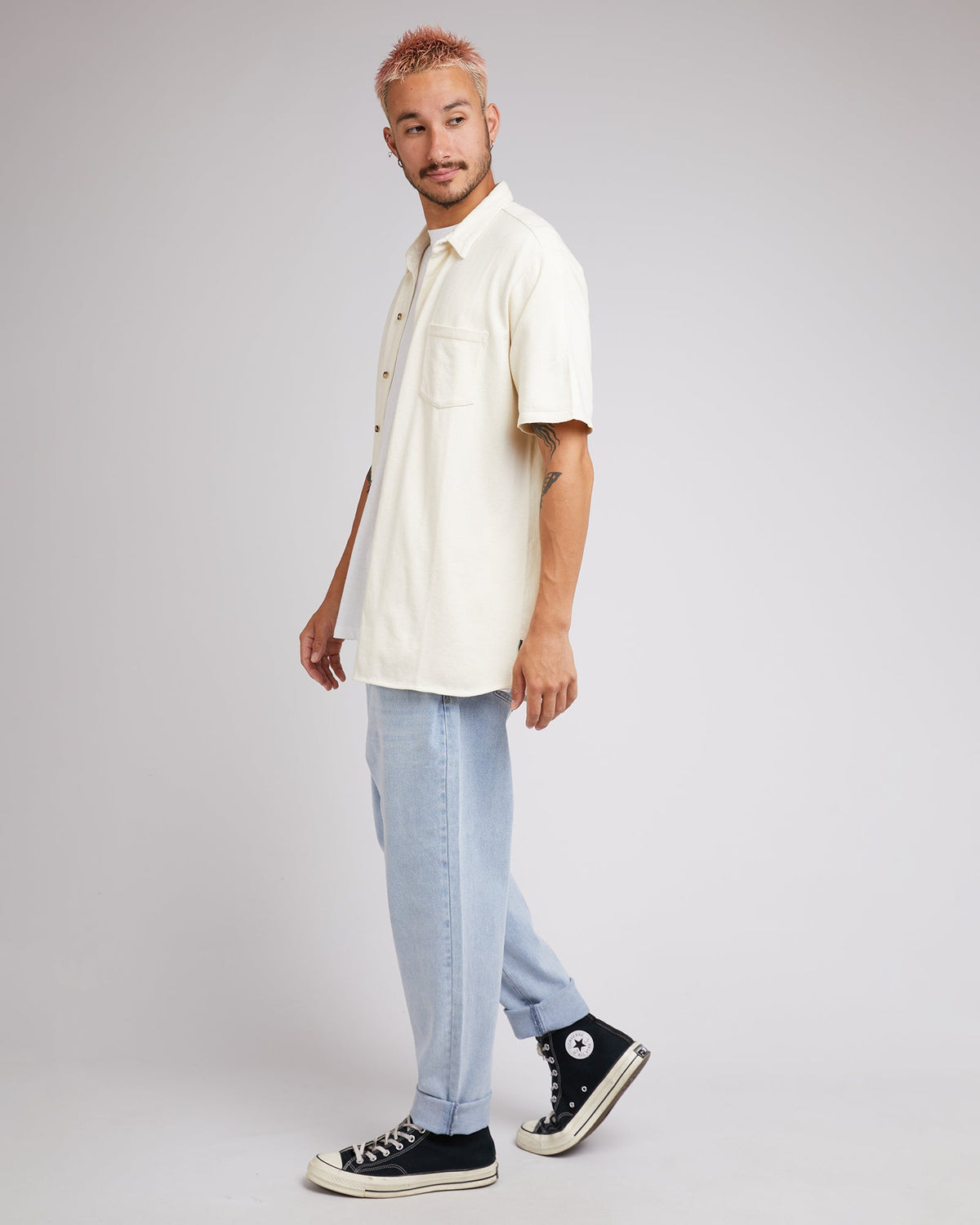 Silent Theory-Knit Ss Shirt Natural-Edge Clothing