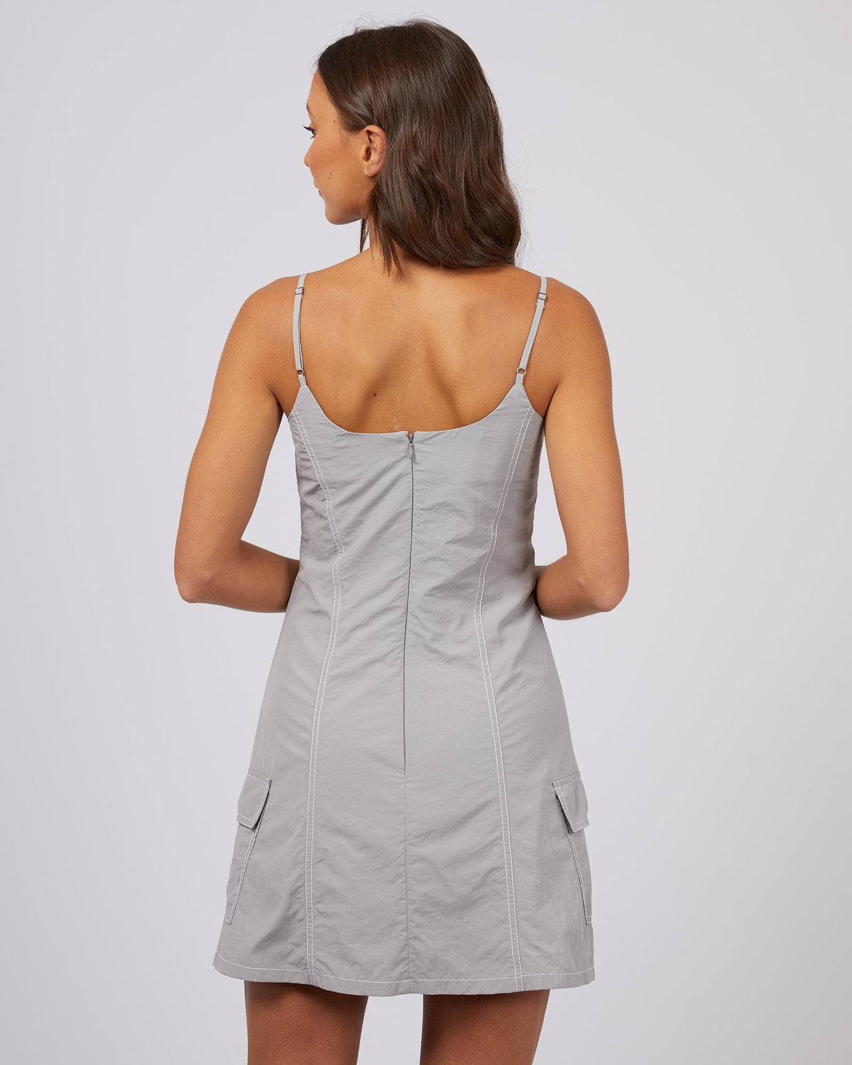 Silent Theory Ladies-Ace Contrast Mini Dress Grey-Edge Clothing