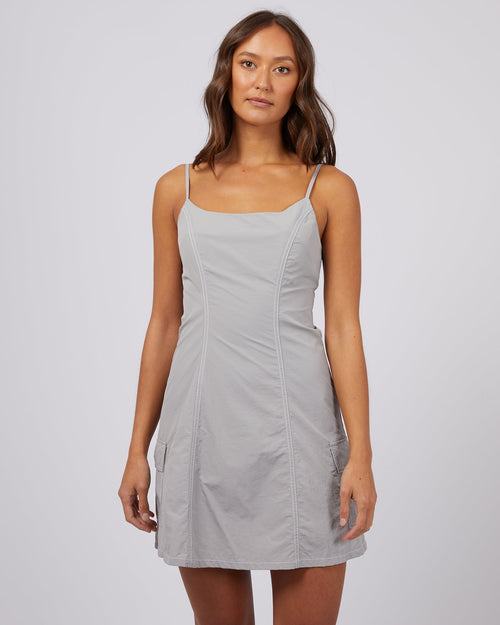 Silent Theory Ladies-Ace Contrast Mini Dress Grey-Edge Clothing