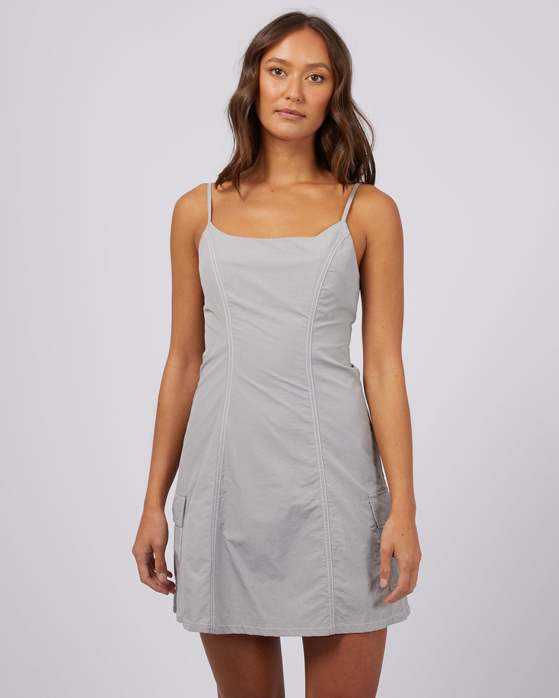 Silent Theory Ladies-Ace Contrast Mini Dress Grey-Edge Clothing