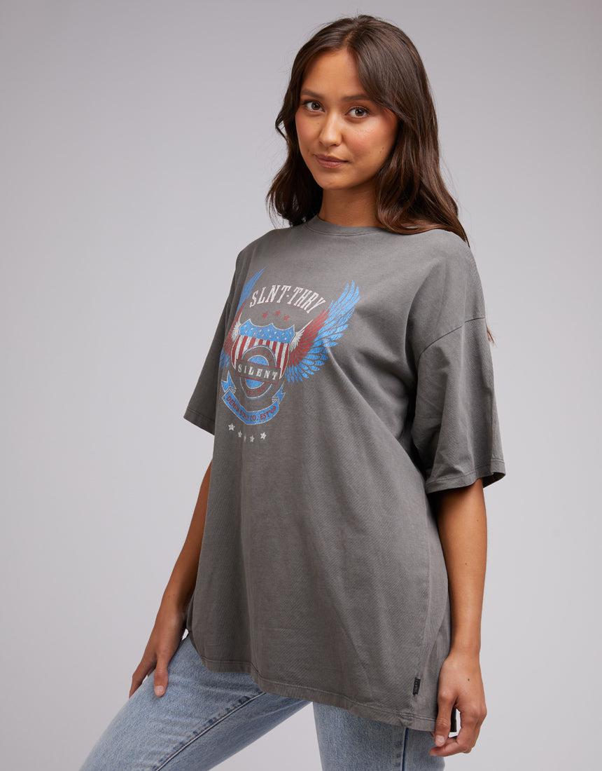 Silent Theory Ladies-Badge Tee Coal-Edge Clothing