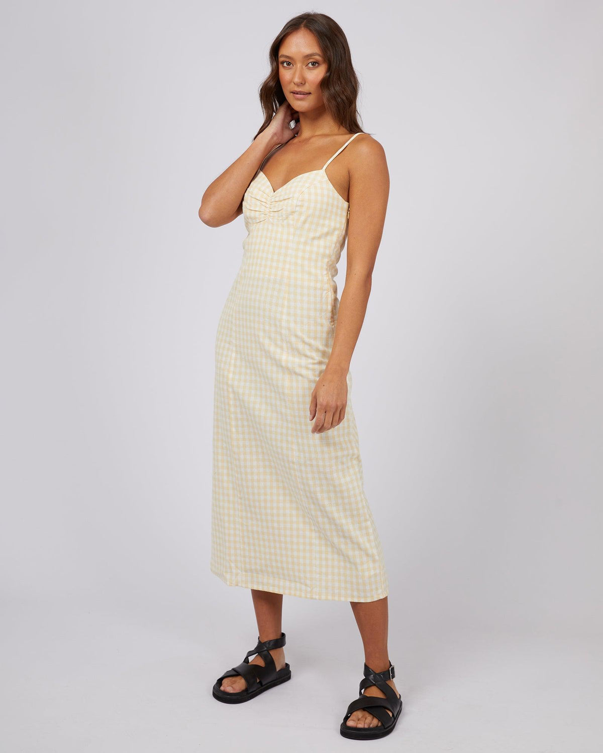 Silent Theory Ladies-Bailey Midi Dress Lemon-Edge Clothing