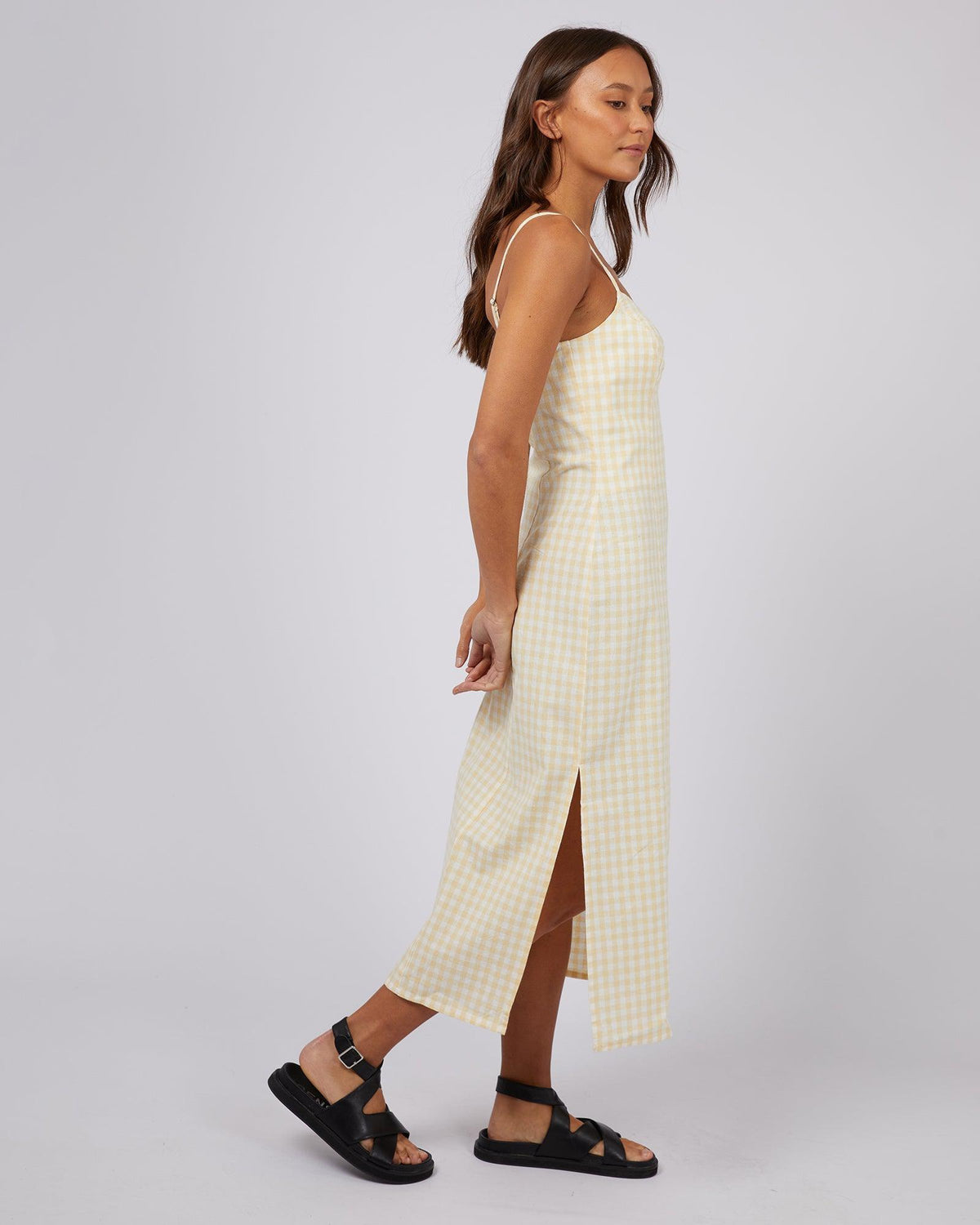 Silent Theory Ladies-Bailey Midi Dress Lemon-Edge Clothing