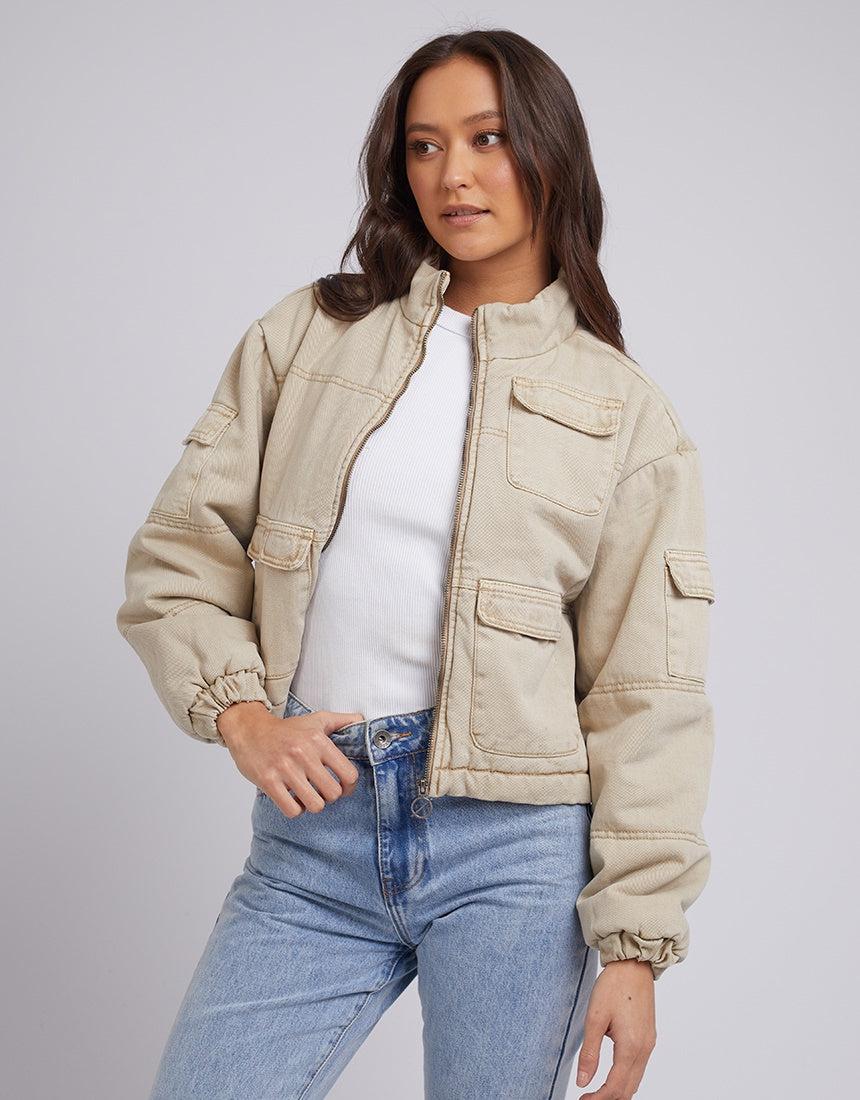 Silent Theory Ladies-Banx Utility Jacket Beige-Edge Clothing