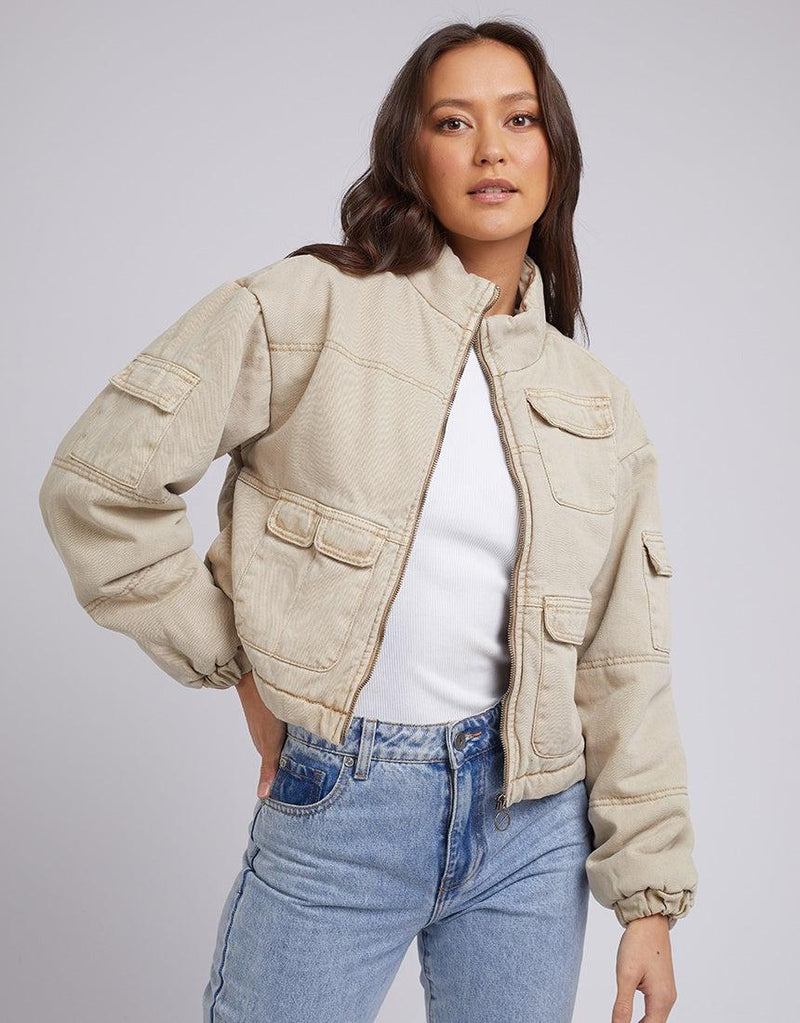 Silent Theory Ladies-Banx Utility Jacket Beige-Edge Clothing