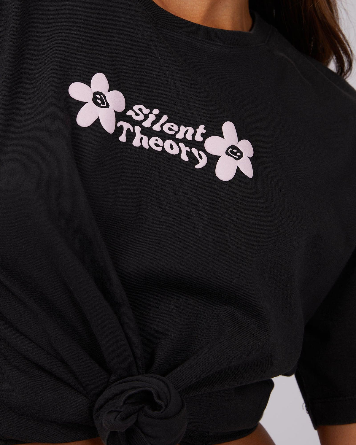 Silent Theory Ladies-Bloomin Tee Washed Black-Edge Clothing