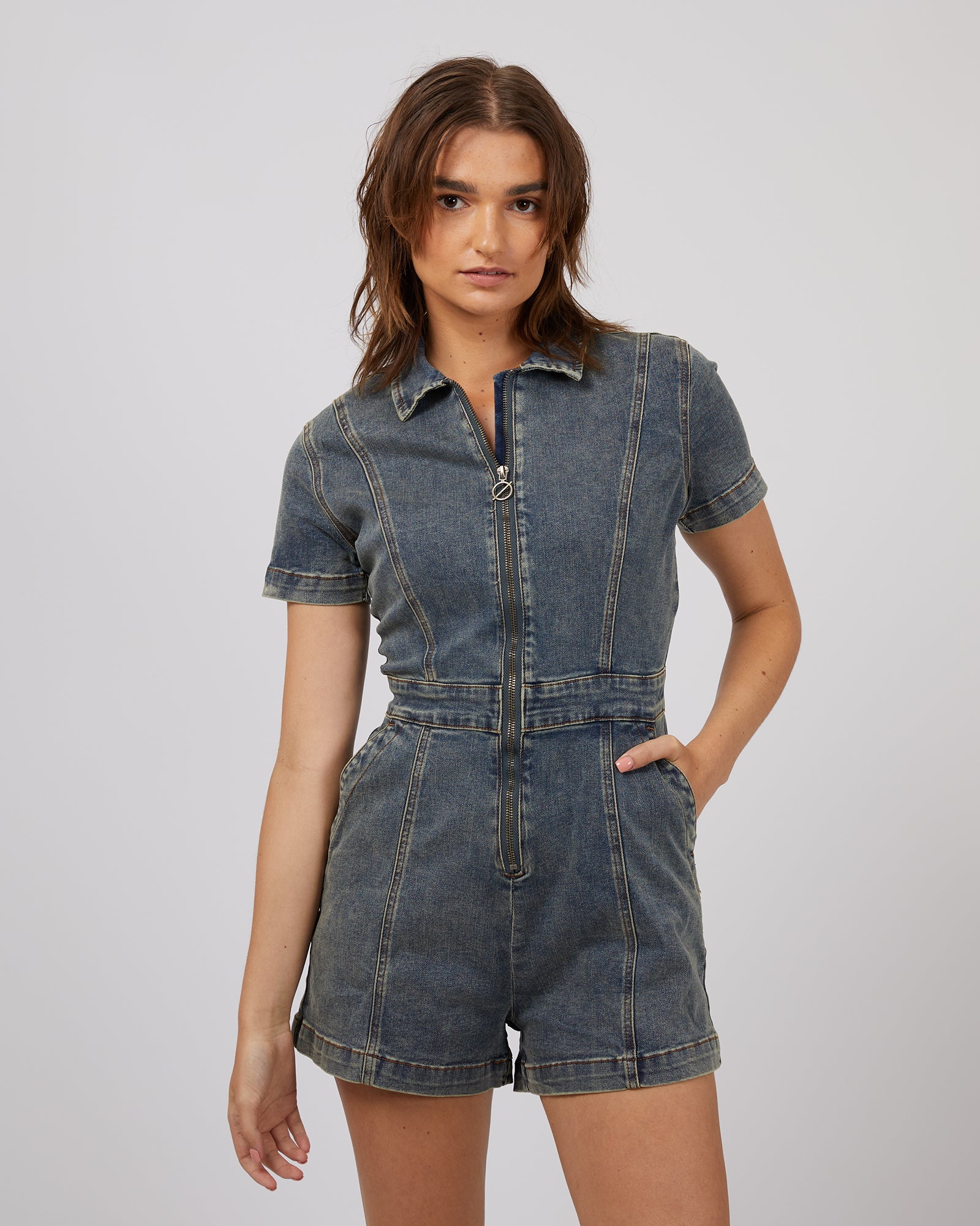Denim sales utility playsuit