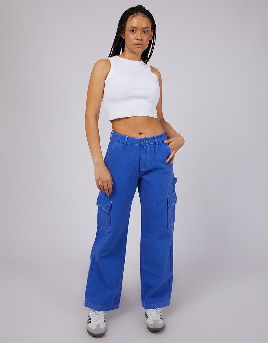 Silent Theory Ladies-Bravo Cargo Pant Blue-Edge Clothing