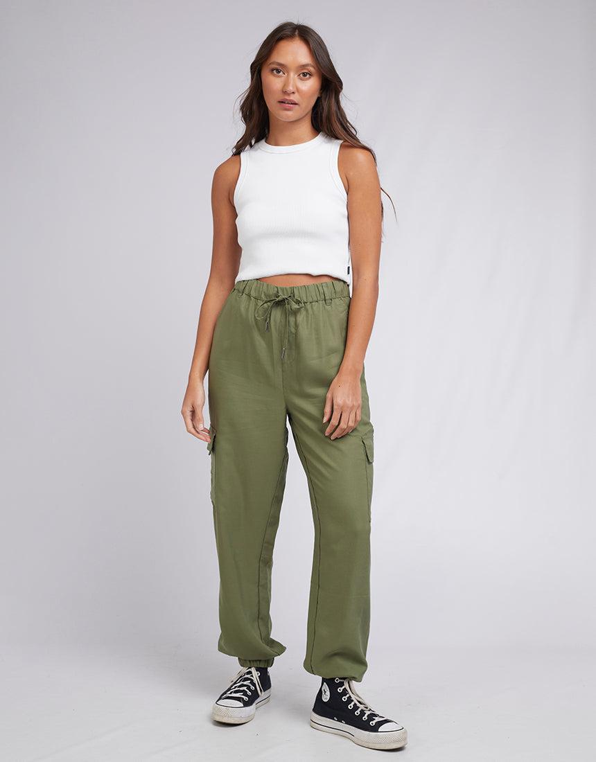 Silent Theory Ladies-Charli Cargo Pant Khaki-Edge Clothing