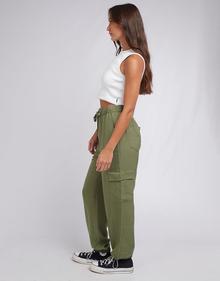 Silent Theory Ladies-Charli Cargo Pant Khaki-Edge Clothing