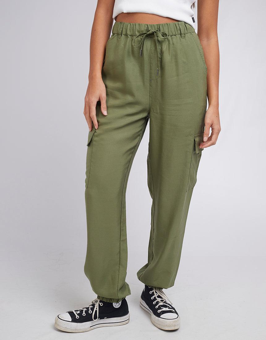 Silent Theory Ladies-Charli Cargo Pant Khaki-Edge Clothing