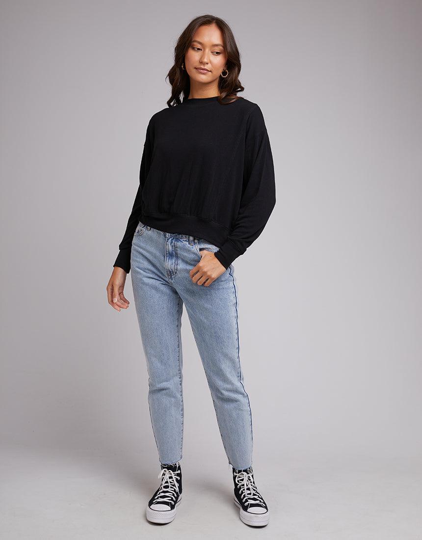 Silent Theory Ladies-Cosy Crew Black-Edge Clothing