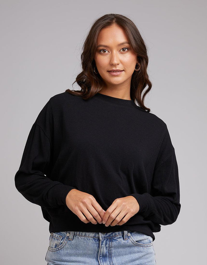 Silent Theory Ladies-Cosy Crew Black-Edge Clothing