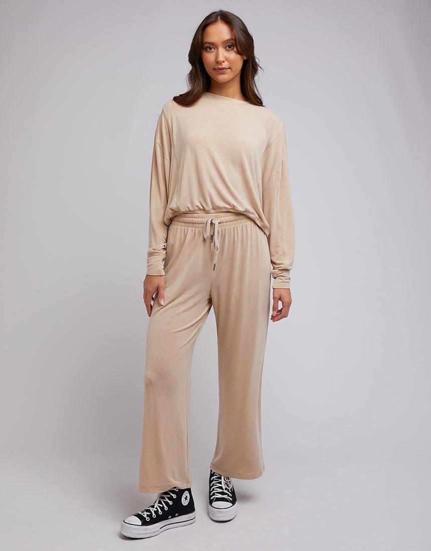 Silent Theory Ladies-Cosy Trackpant Beige-Edge Clothing