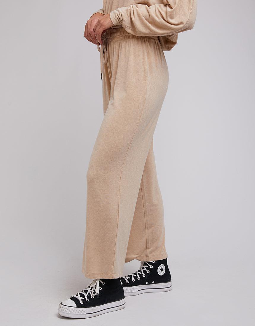 Silent Theory Ladies-Cosy Trackpant Beige-Edge Clothing