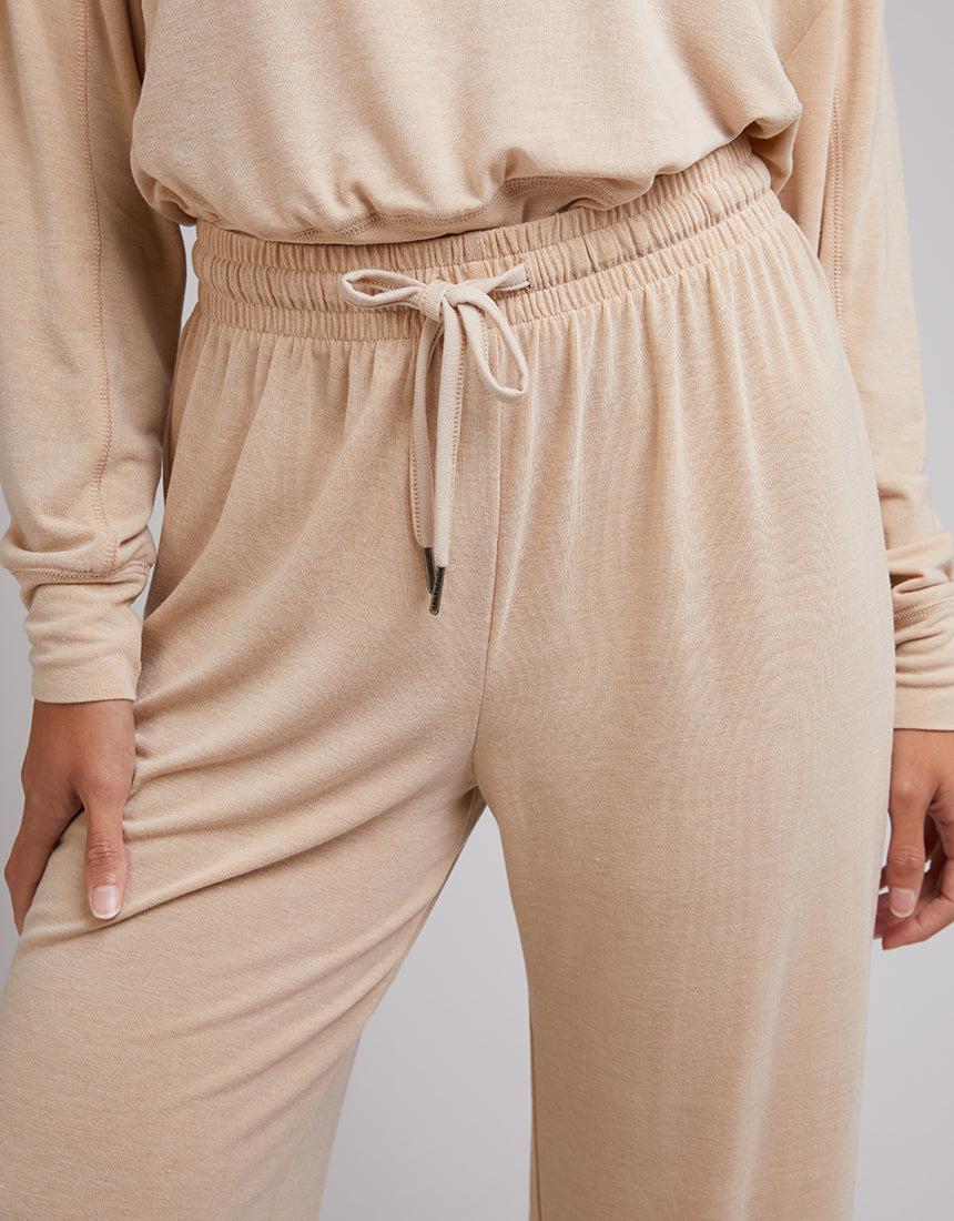 Silent Theory Ladies-Cosy Trackpant Beige-Edge Clothing
