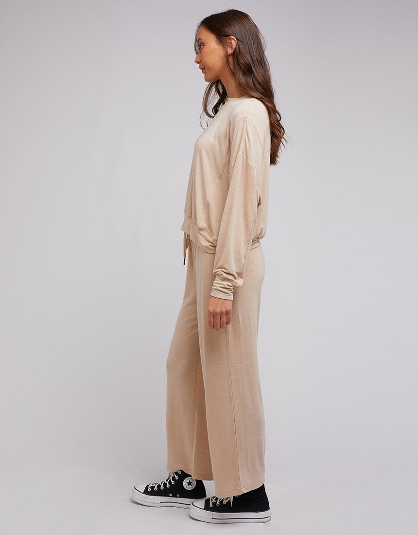 Silent Theory Ladies-Cosy Trackpant Beige-Edge Clothing