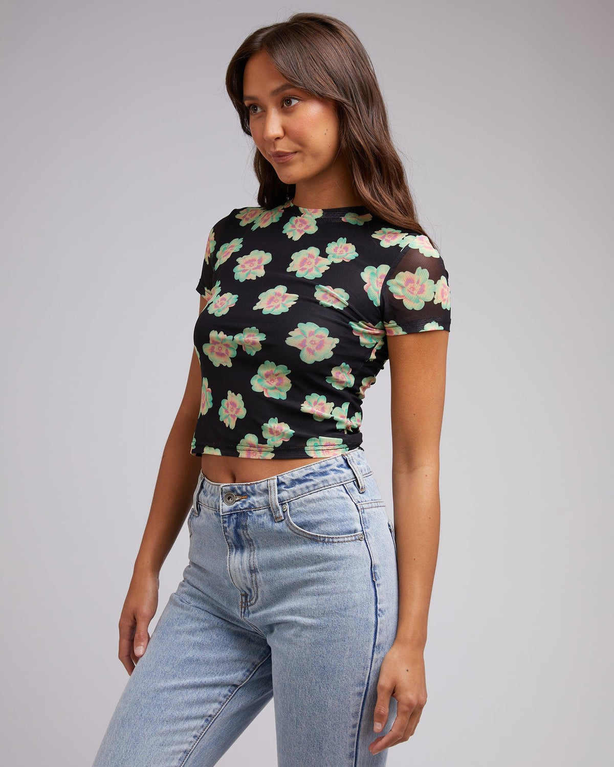 Silent Theory Ladies-Eternal Flower Top Black-Edge Clothing