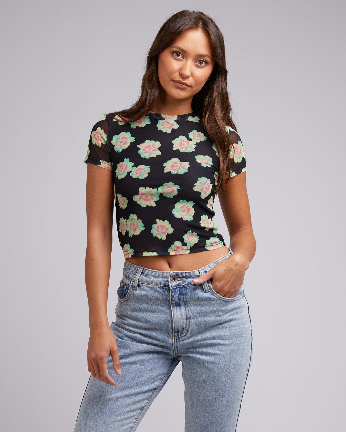 Silent Theory Ladies-Eternal Flower Top Black-Edge Clothing