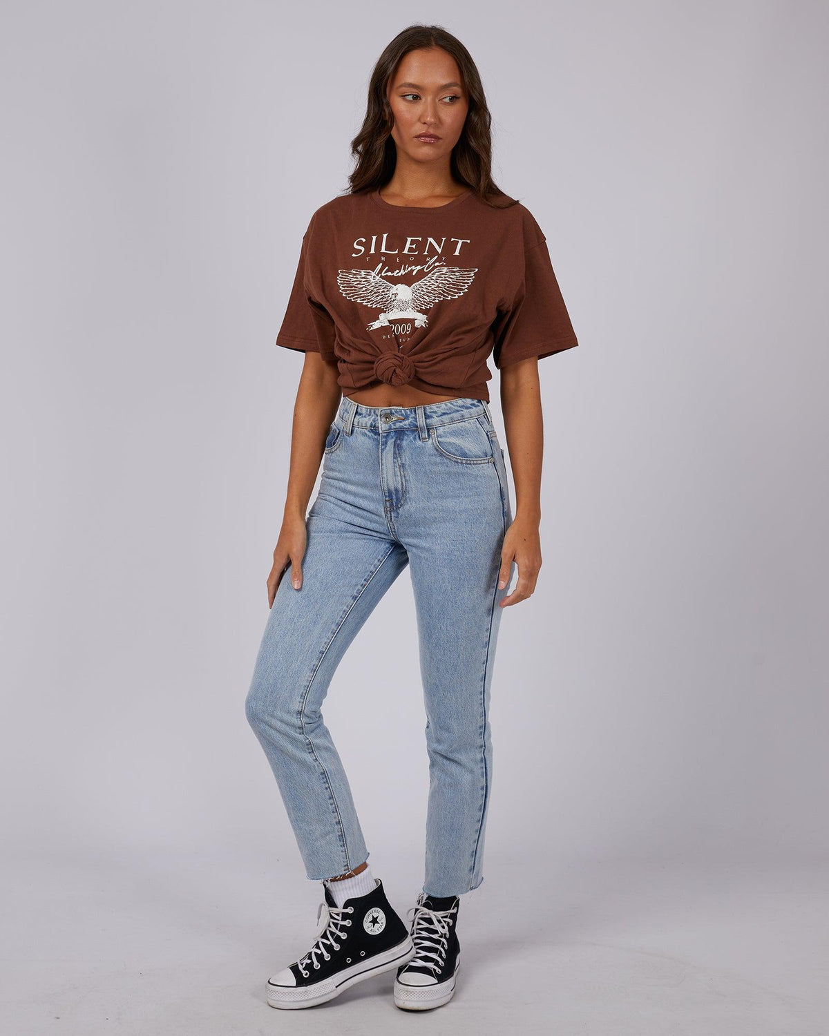 Silent Theory Ladies-Fly High Tee Brown-Edge Clothing
