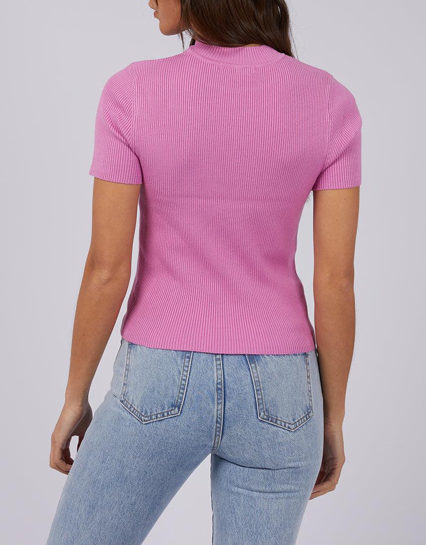 Silent Theory Ladies-Freya Short Sleeve Top Bright Pink-Edge Clothing