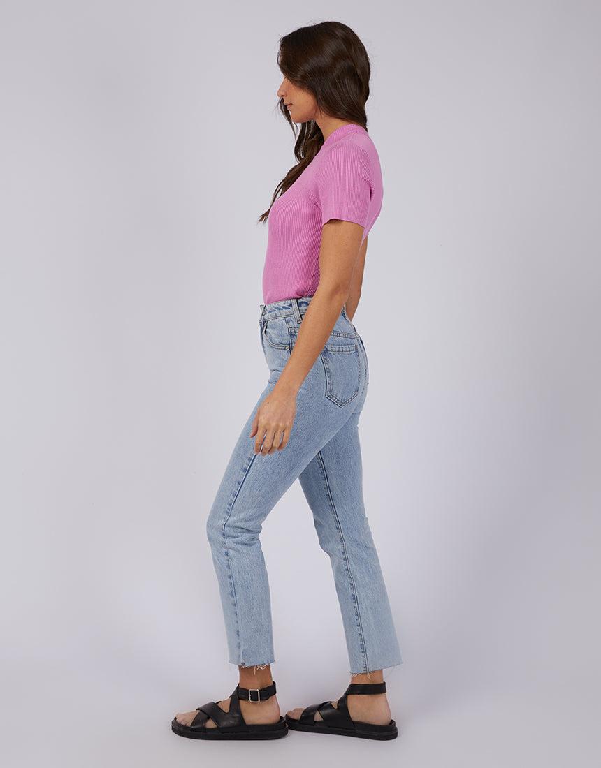 Silent Theory Ladies-Freya Short Sleeve Top Bright Pink-Edge Clothing