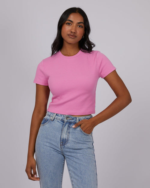 Silent Theory Ladies-Harlem Rib Tee Bubblegum Pink-Edge Clothing