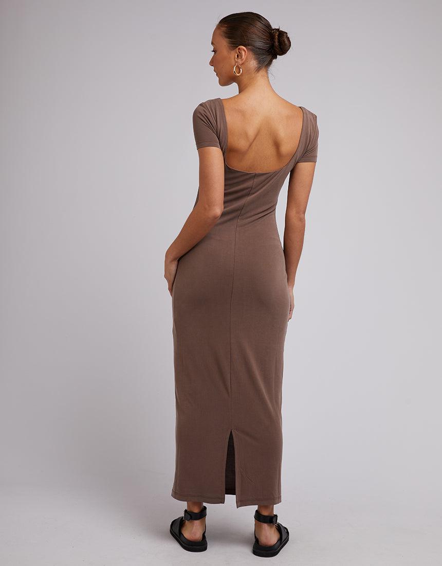 Silent Theory Ladies-Harper Maxi Dress Brown-Edge Clothing