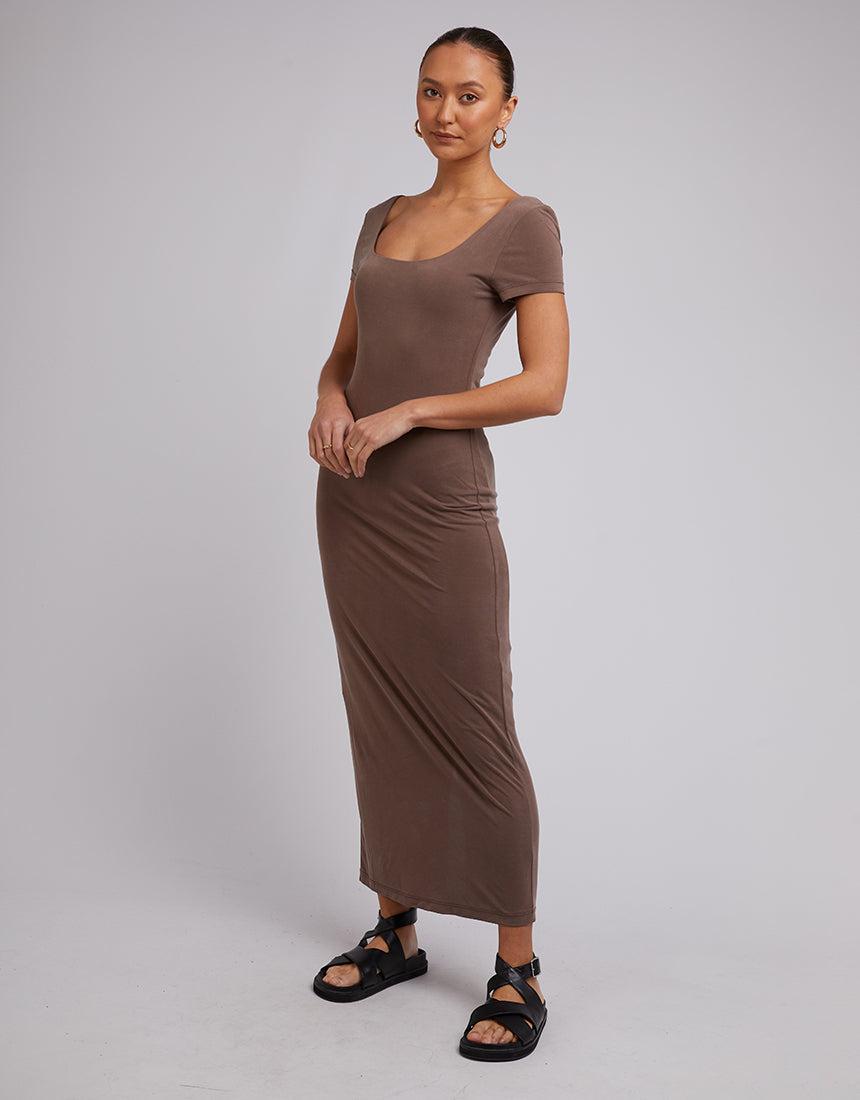 Silent Theory Ladies-Harper Maxi Dress Brown-Edge Clothing