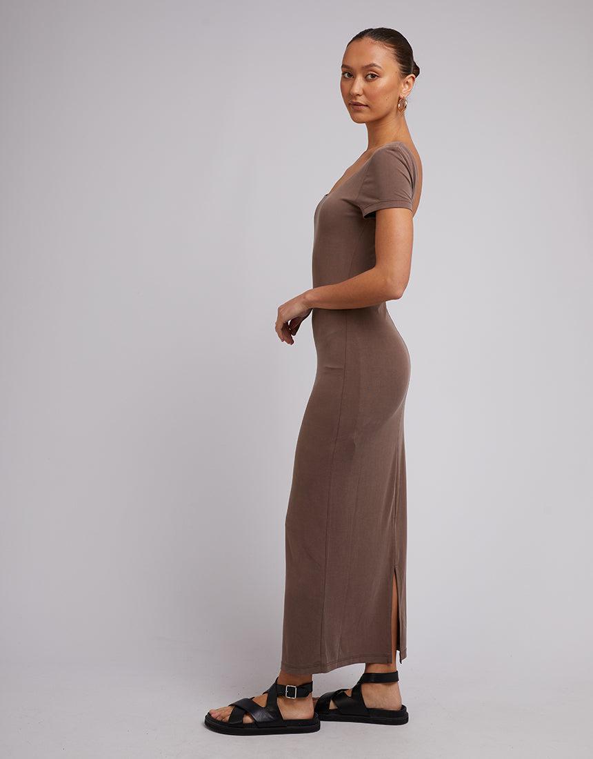 Silent Theory Ladies-Harper Maxi Dress Brown-Edge Clothing
