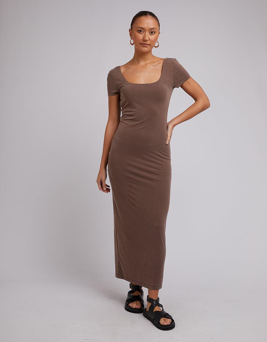 Silent Theory Ladies-Harper Maxi Dress Brown-Edge Clothing