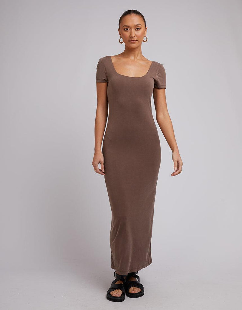 Silent Theory Ladies-Harper Maxi Dress Brown-Edge Clothing
