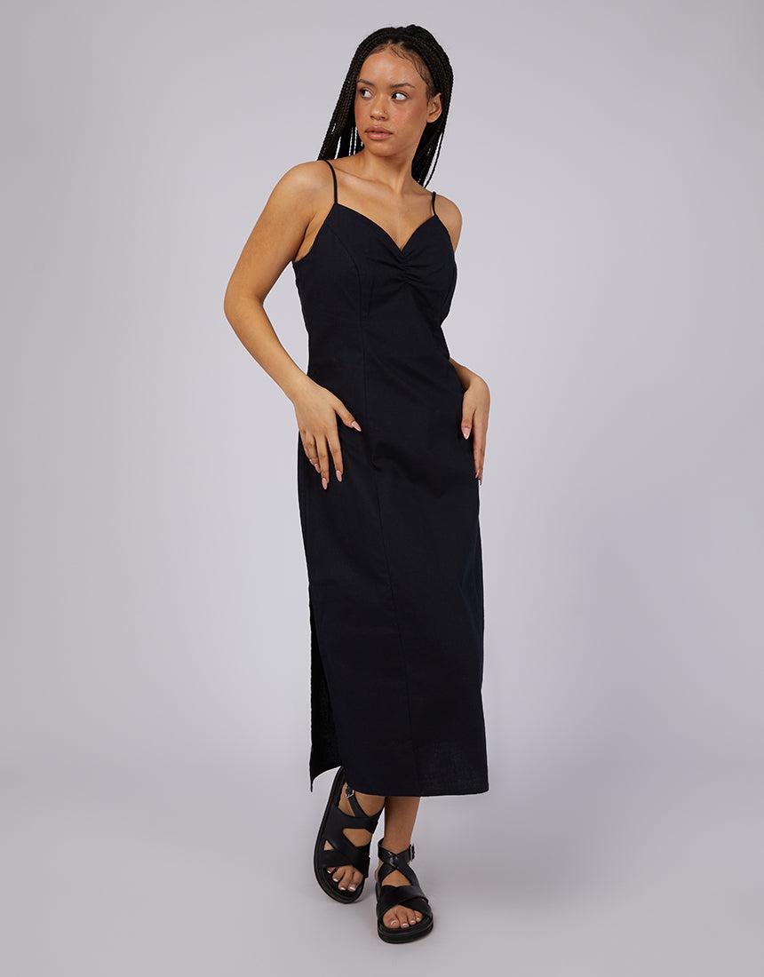 Silent Theory Ladies-Hemp Midi Dress Black-Edge Clothing