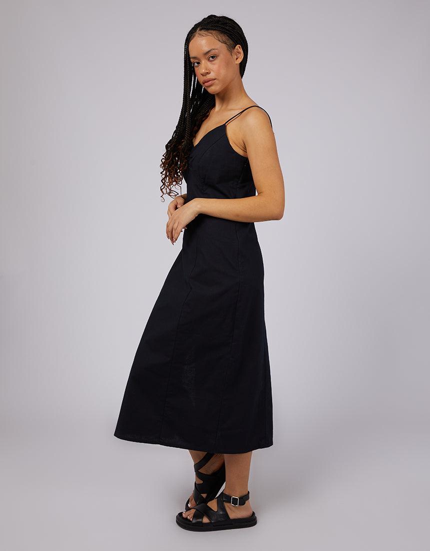 Silent Theory Ladies-Hemp Midi Dress Black-Edge Clothing
