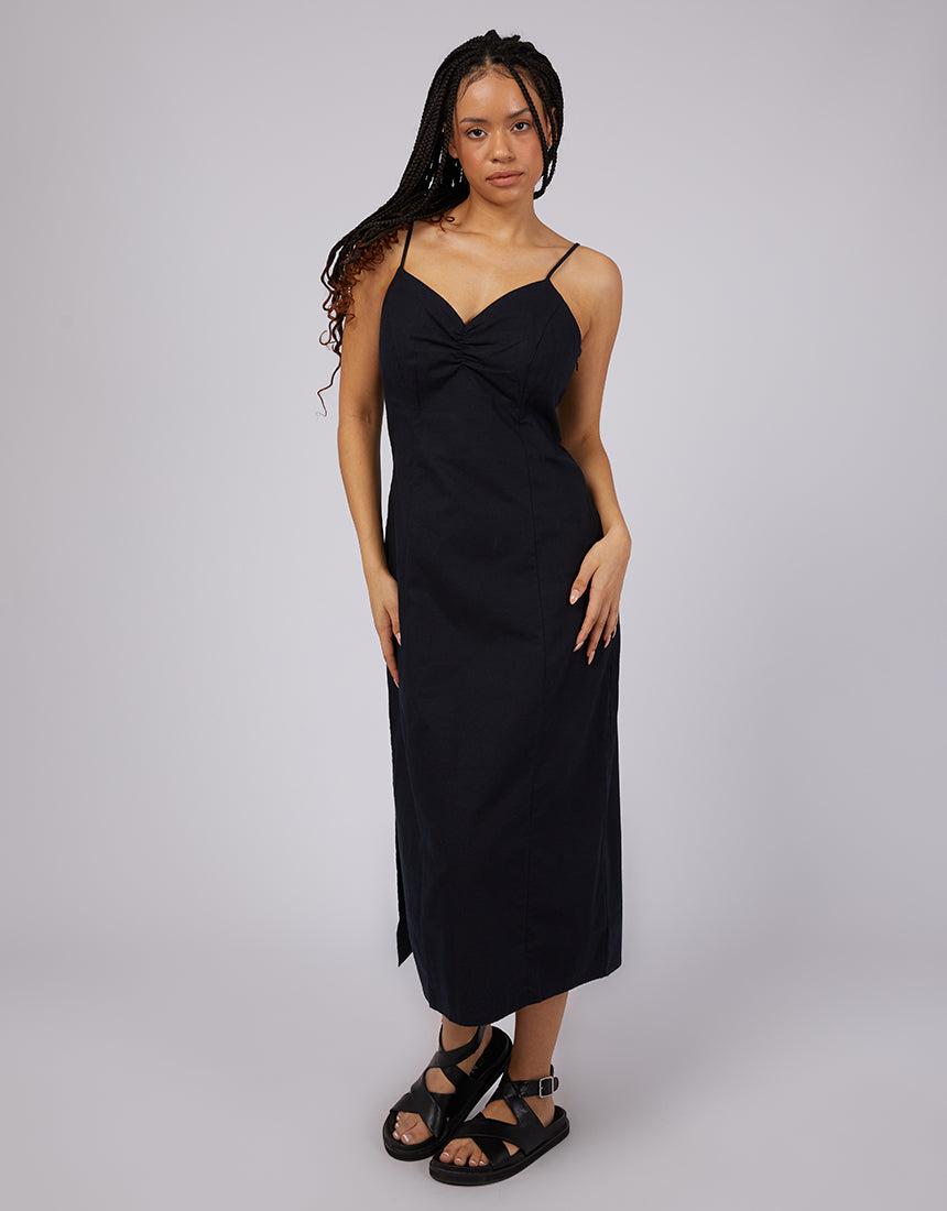 Silent Theory Ladies-Hemp Midi Dress Black-Edge Clothing