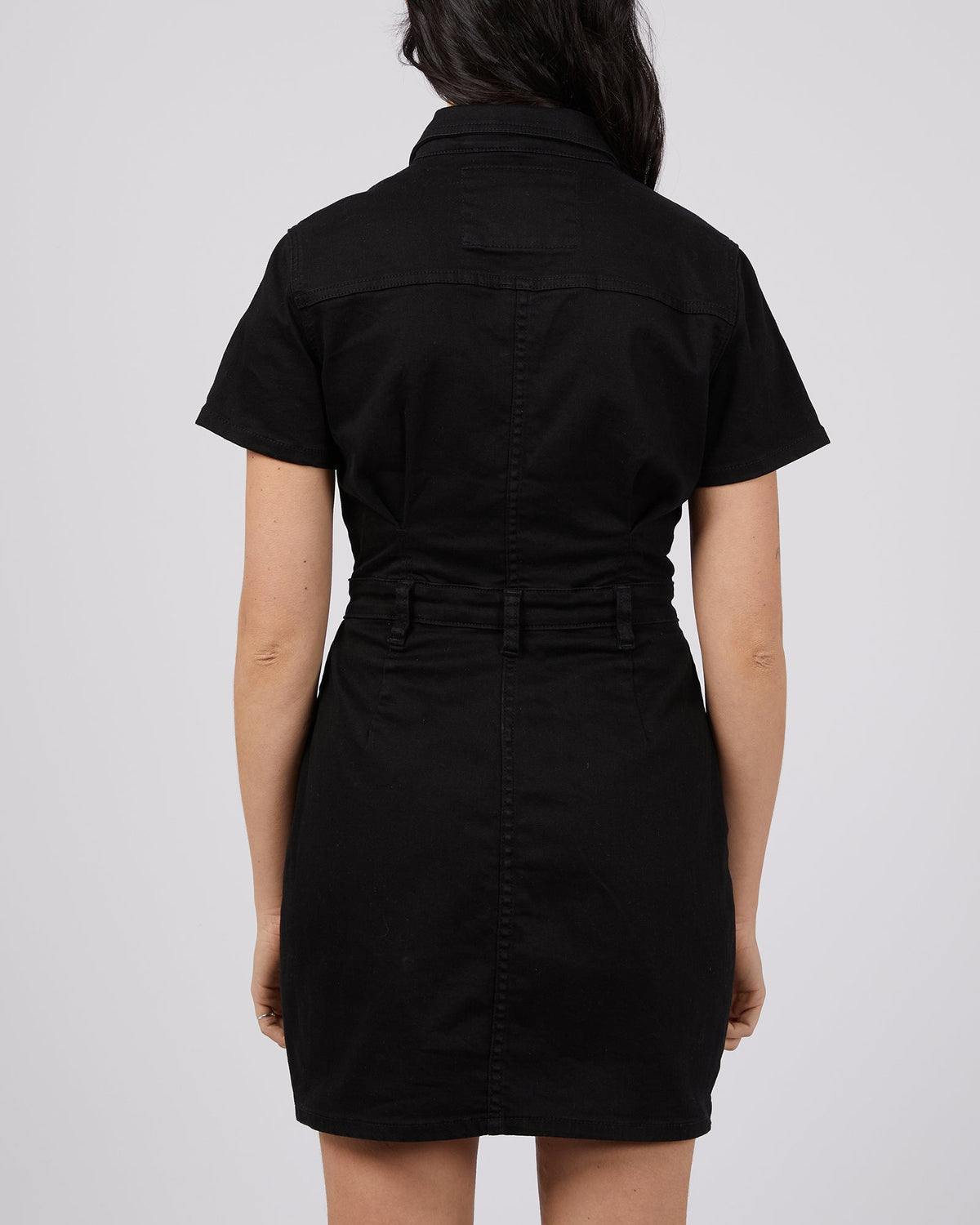 Silent Theory Ladies-Leah Mini Denim Dress Black-Edge Clothing
