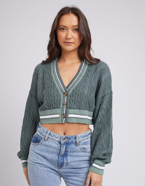 Silent Theory Ladies-Lexi Crop Cardi Green-Edge Clothing