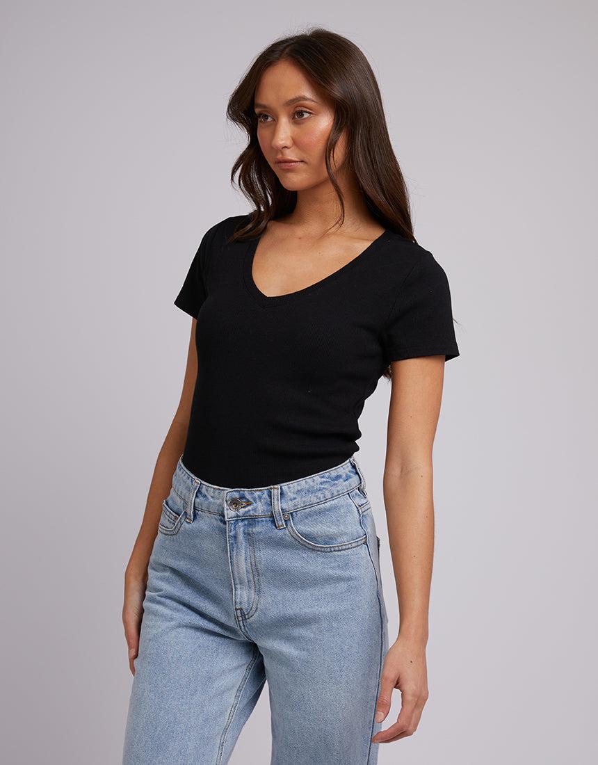 Silent Theory Ladies-Lily V Neck Tee 3Pk Wht/blk/oat-Edge Clothing