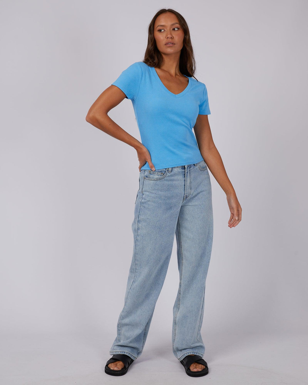Silent Theory Ladies-Lily V-neck Tee Dark Blue-Edge Clothing