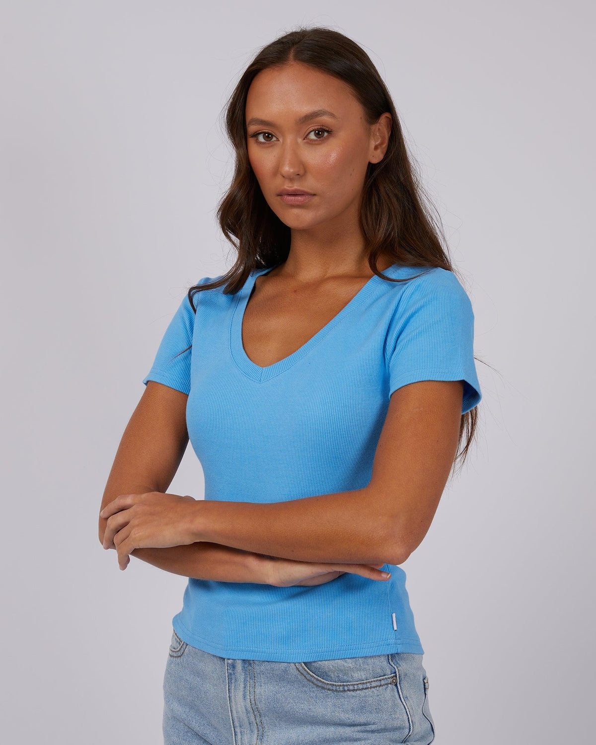 Silent Theory Ladies-Lily V-neck Tee Dark Blue-Edge Clothing