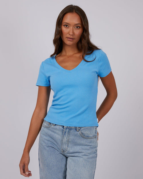 Silent Theory Ladies-Lily V-neck Tee Dark Blue-Edge Clothing