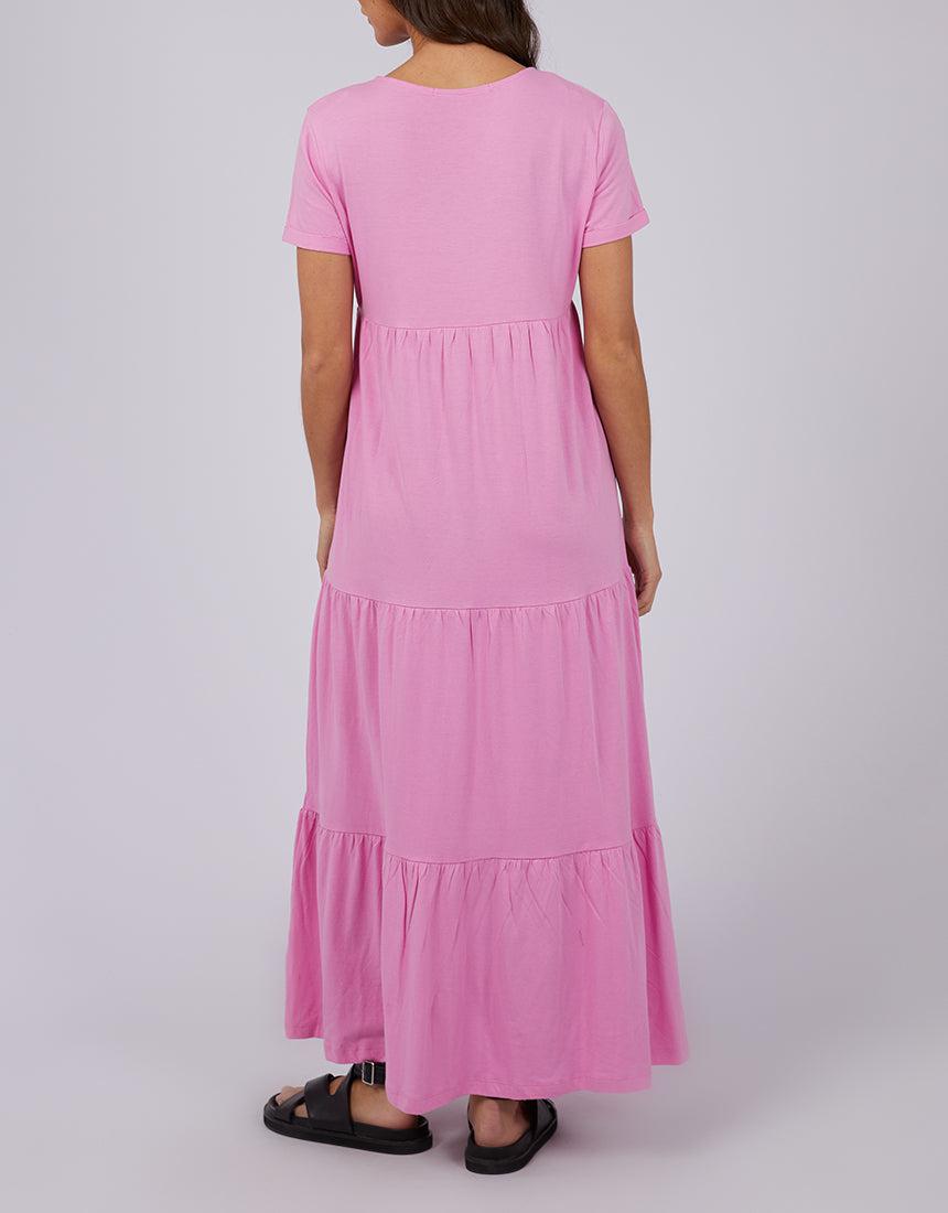 Silent Theory Ladies-Lola Tiered Maxi Dress Bright Pink-Edge Clothing