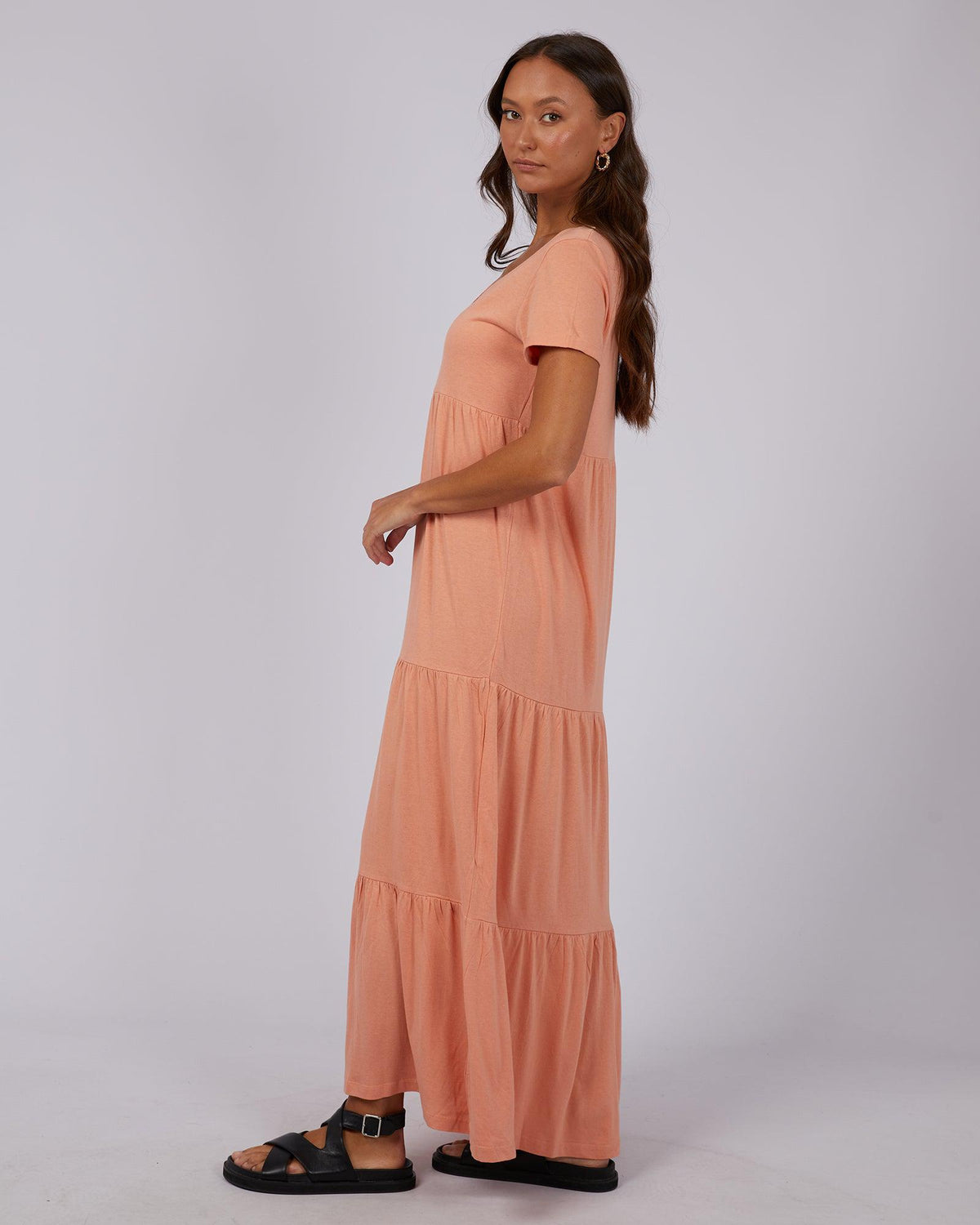 Silent Theory Ladies-Lola Tiered Maxi Dress Orange-Edge Clothing