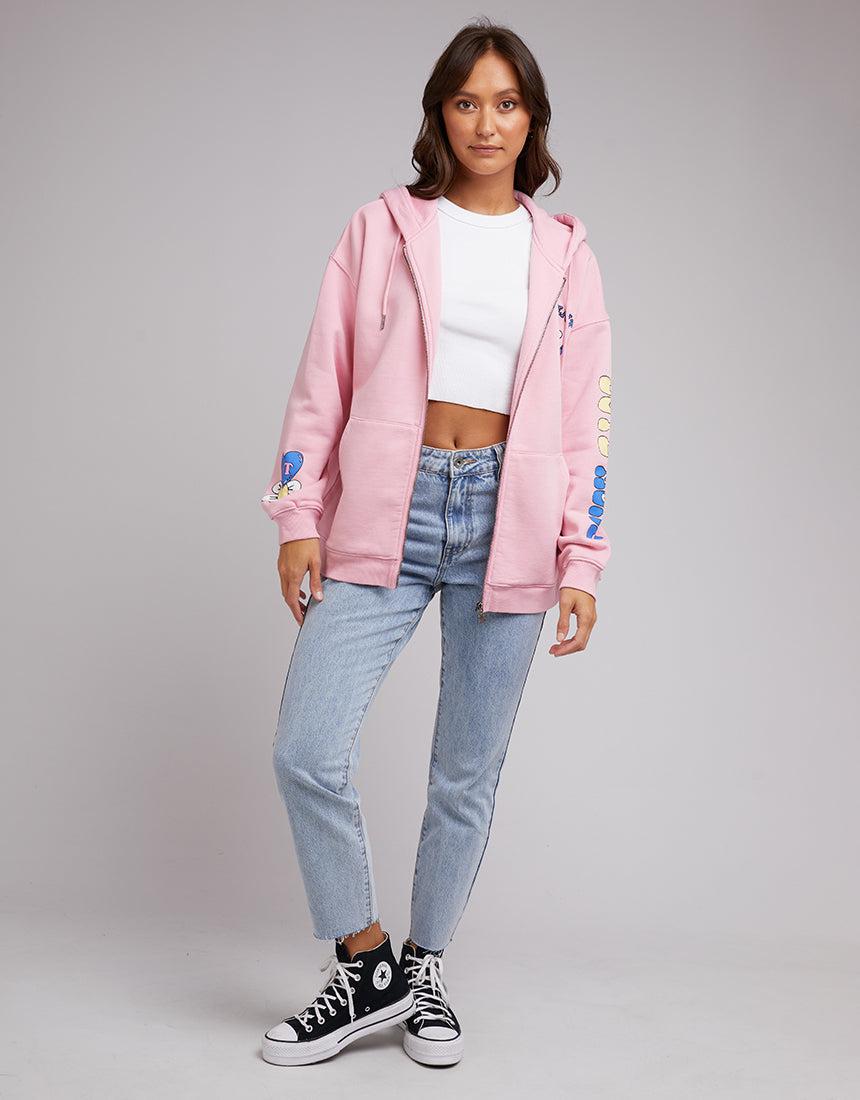 Silent Theory Ladies-Love More Zip Thru Pink-Edge Clothing