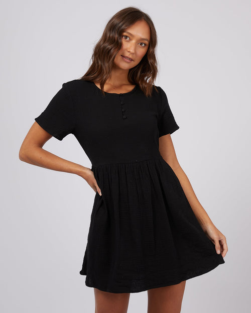 Silent Theory Ladies-Mahlia Babydoll Mini Dress Black-Edge Clothing