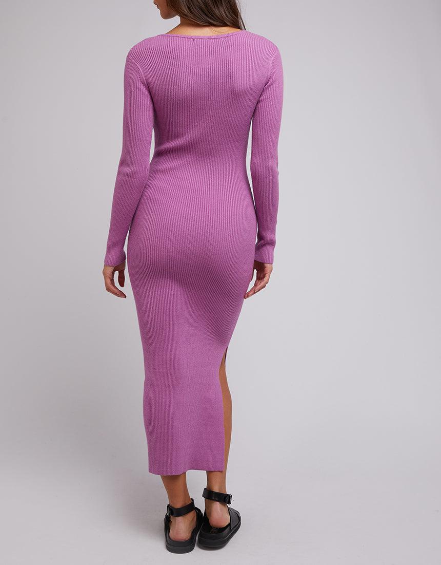 Silent Theory Ladies-Marle Knit Dress Plum-Edge Clothing