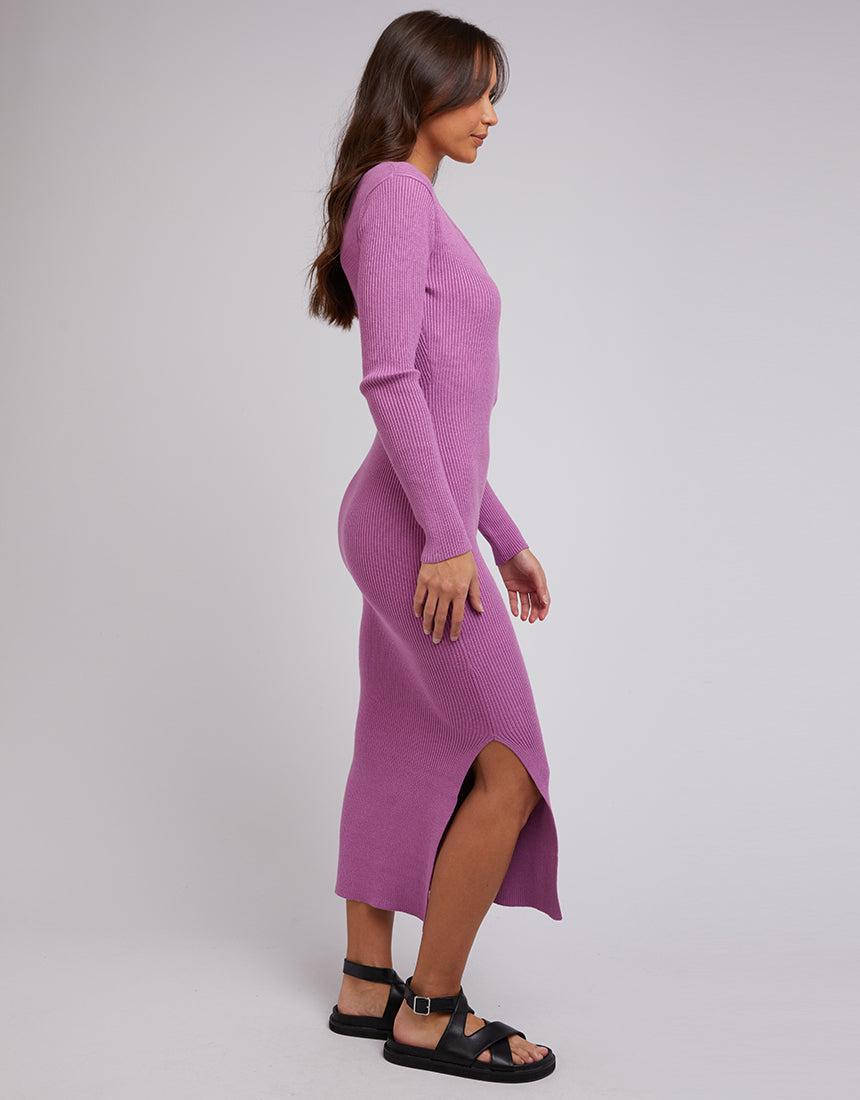 Silent Theory Ladies-Marle Knit Dress Plum-Edge Clothing