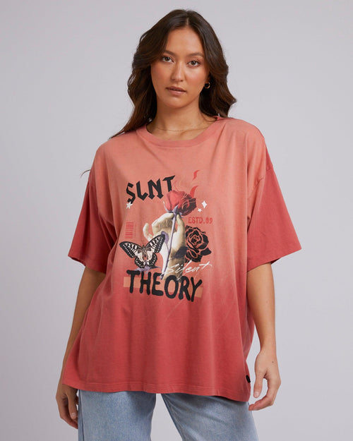 Silent Theory Ladies-New Flame Tee Washed Red-Edge Clothing