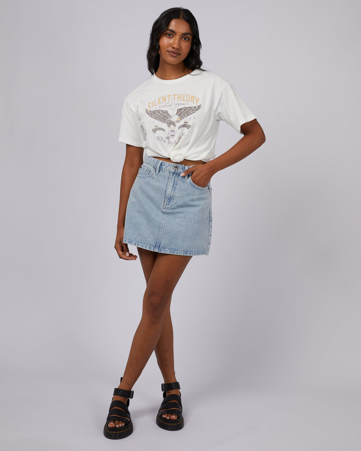 Silent Theory Ladies-New Flight Tee Vintage White-Edge Clothing